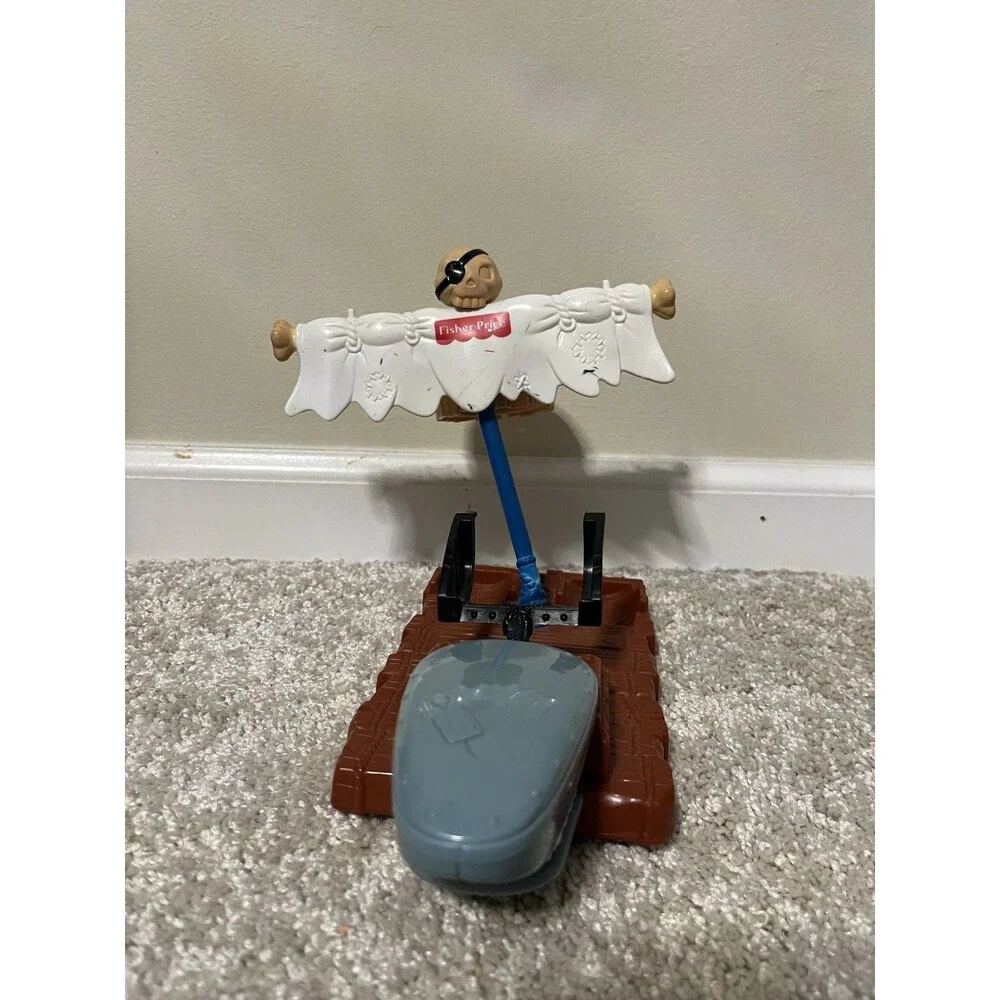 Vtg Fisher Price Great Adventures Boulder Blaster & Shark Raft Almost Complete